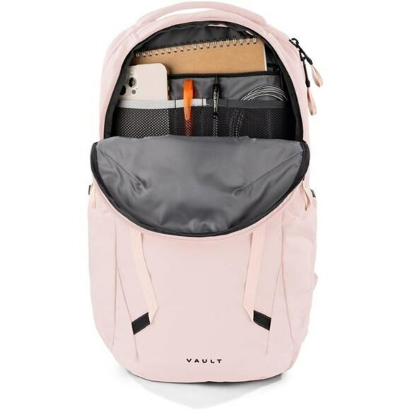 Womens laptop backpack travel bag water resistant school work commuter pink